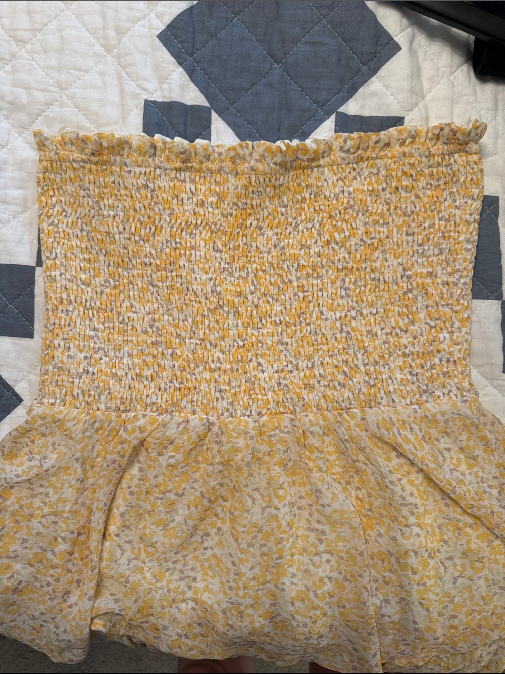 entro Yellow Floral Smocked Strapless Tiered Maxi Dress - Picture 2 of 5